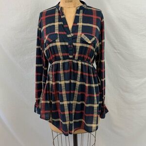Eden & Olivia Maternity Long or 3/4 Sleeve, Buttons to Peplum Plaid Top (A36)